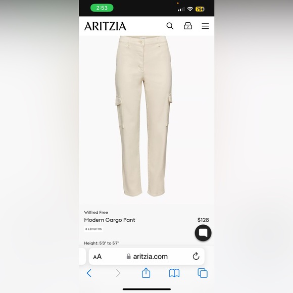 Aritzia modern cargo pant - Picture 1 of 5